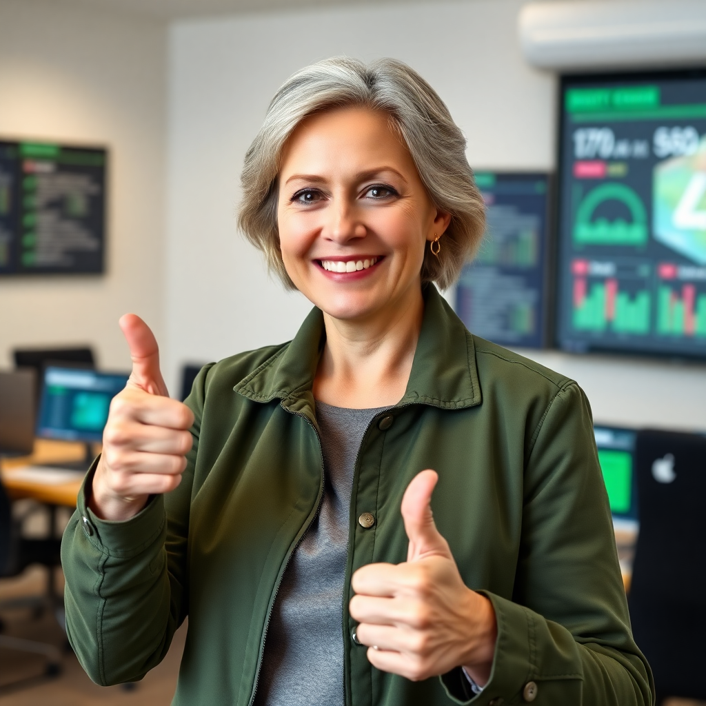 Baiba Ozola showing a thumbs up