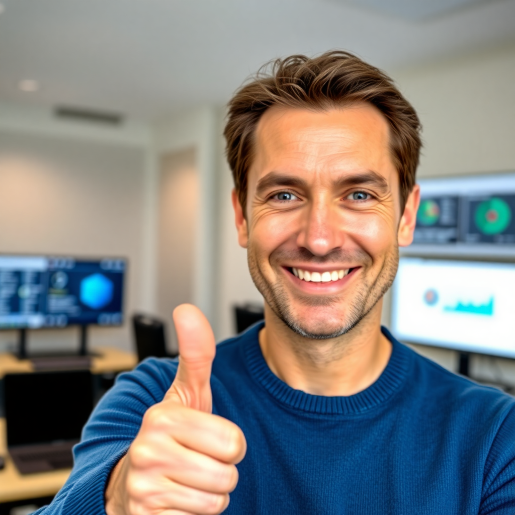 Roberts Siliņš showing a thumbs up